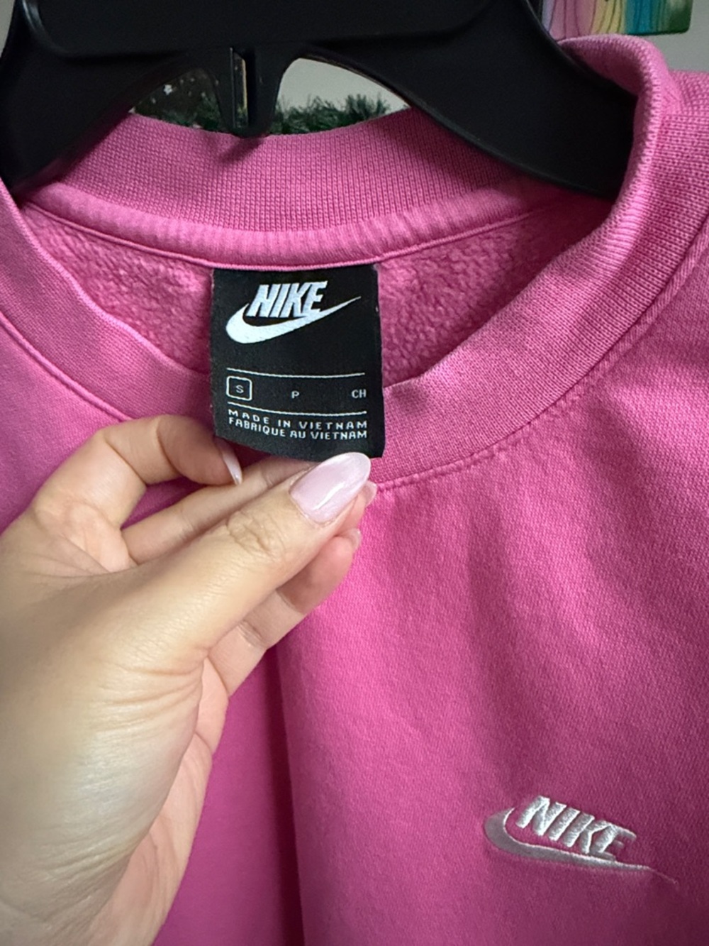 Nike Hot Pink Crewneck Sweatshirt with White Swoosh - Picture 2 of 4
